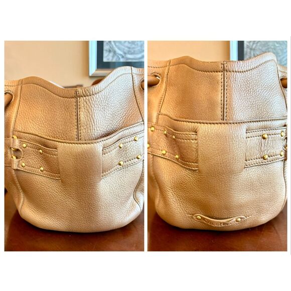 COLE HAAN - "Denny" Bronze Metallic Soft Pebble Leather Tote Shoulder Bag/Sweet! - Picture 6 of 16